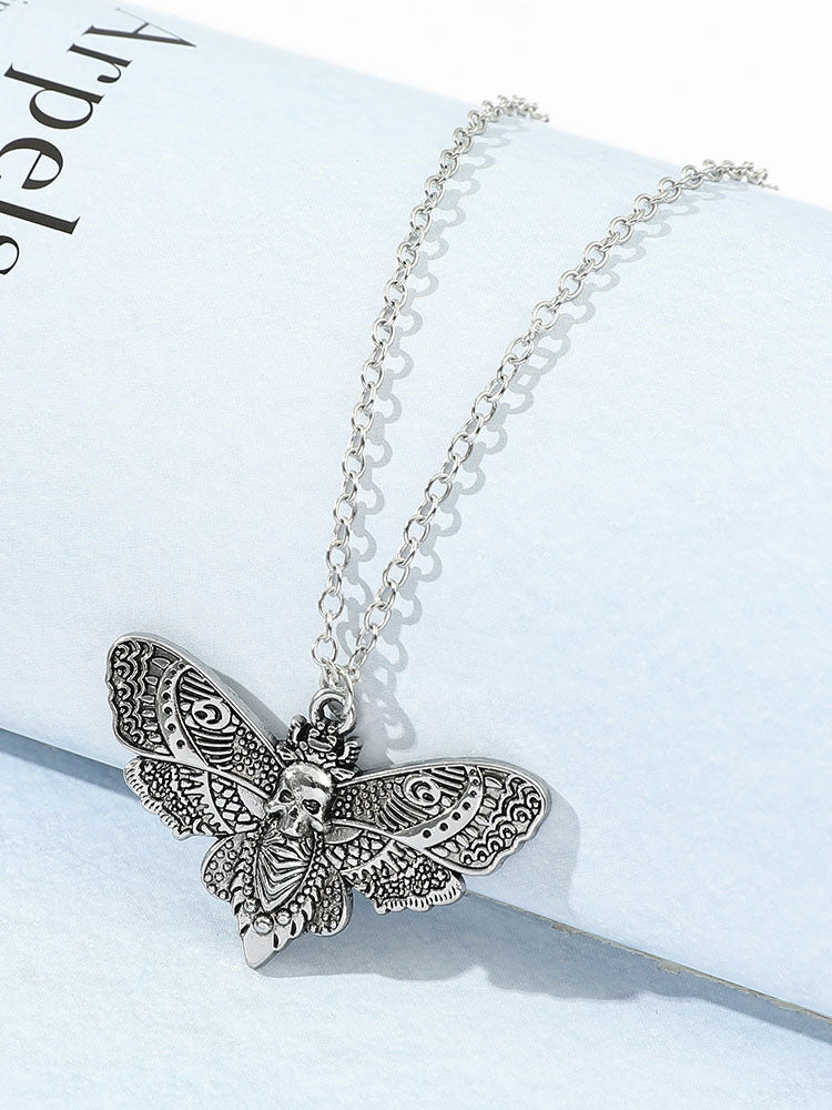 Halloween Moth Skull Pendant Necklaces