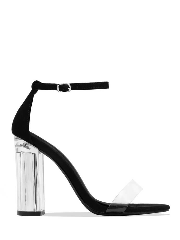 Round Toe High Block Chunky Open Toe Heels