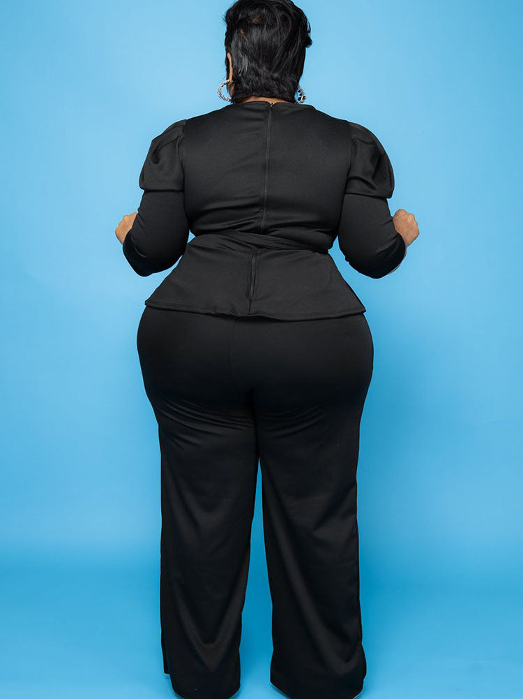 Plus Size Peplum Tops + Wide Leg Pants