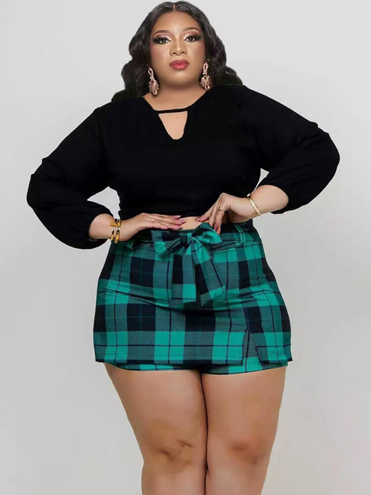 Long Sleeve Crop Top & Short Pantskirt
