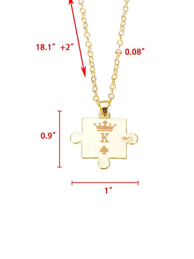 Couple Puzzle Pendant Crown Necklaces