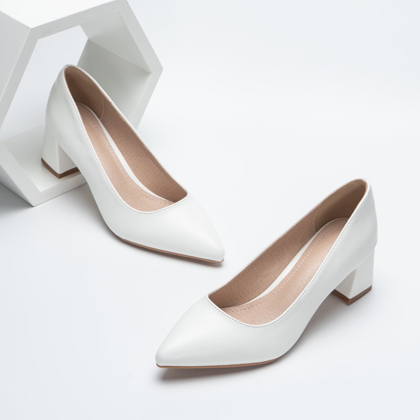 Point Toe Leather Chunky Low Heels