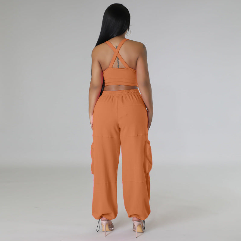 Two Piece Sleeveless Crop Tops & Pants