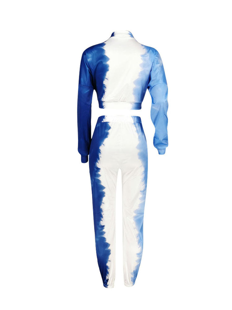 Two Piece Tie Dyed Print Pant Suits