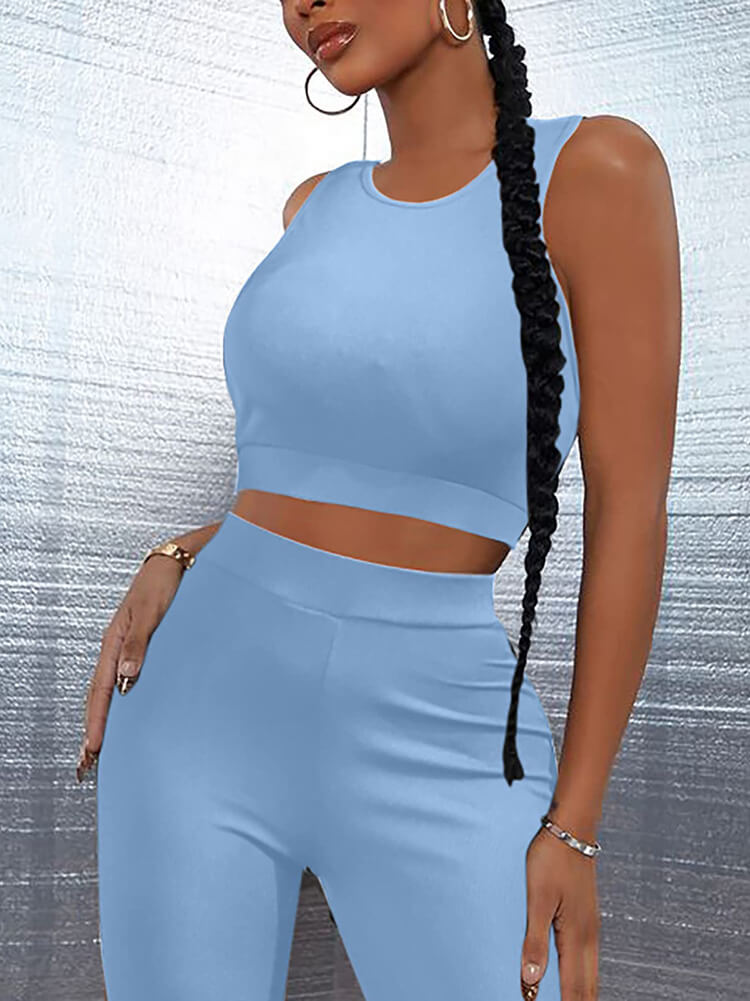 Two Piece Ribbed Crop Tops & Shorts