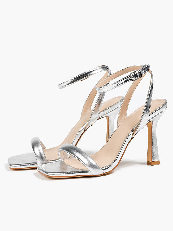 One-Strap Thick Heel Open-Toe High Heels