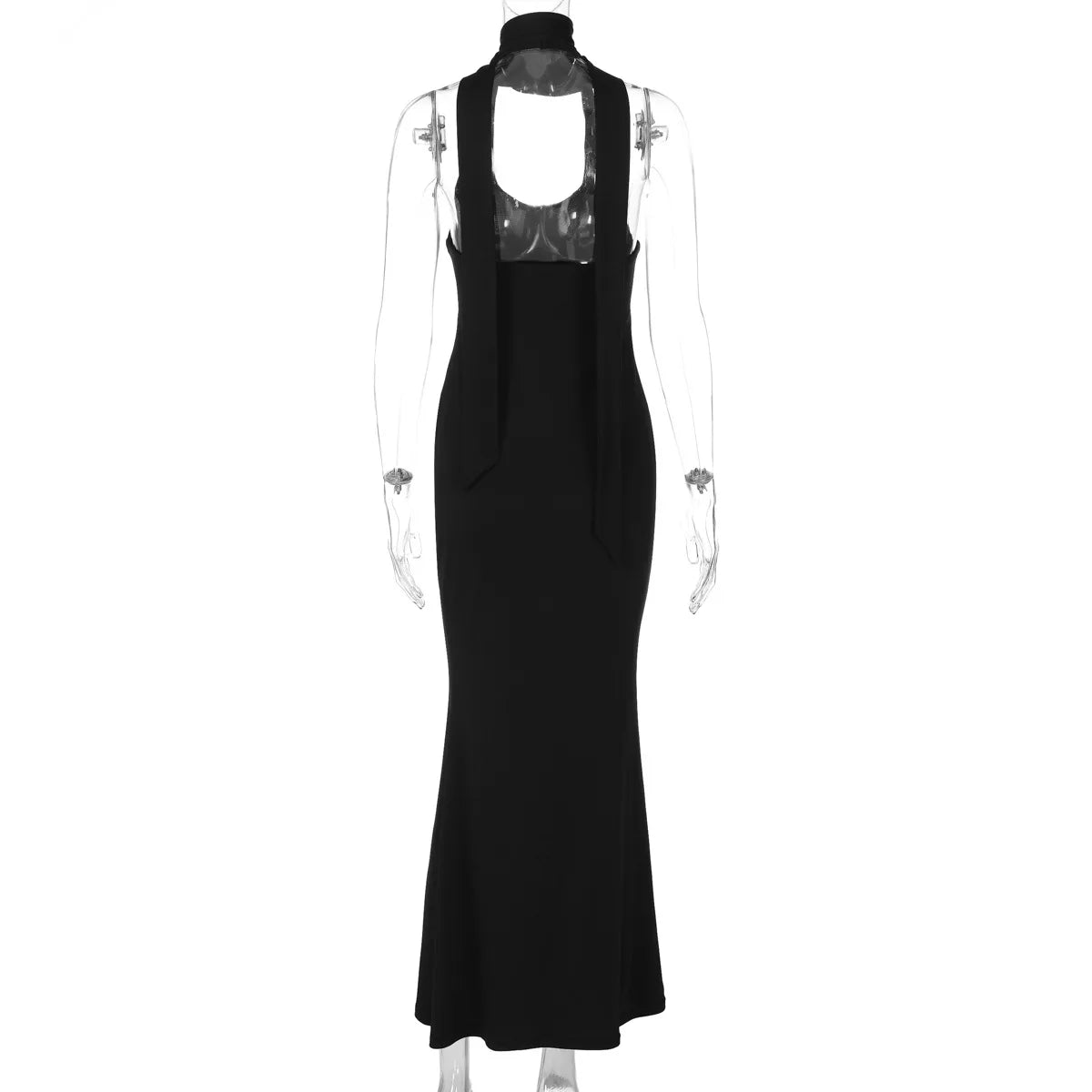 Black Halter Backless Pencil Dress | Sexy Knit Club Maxi
