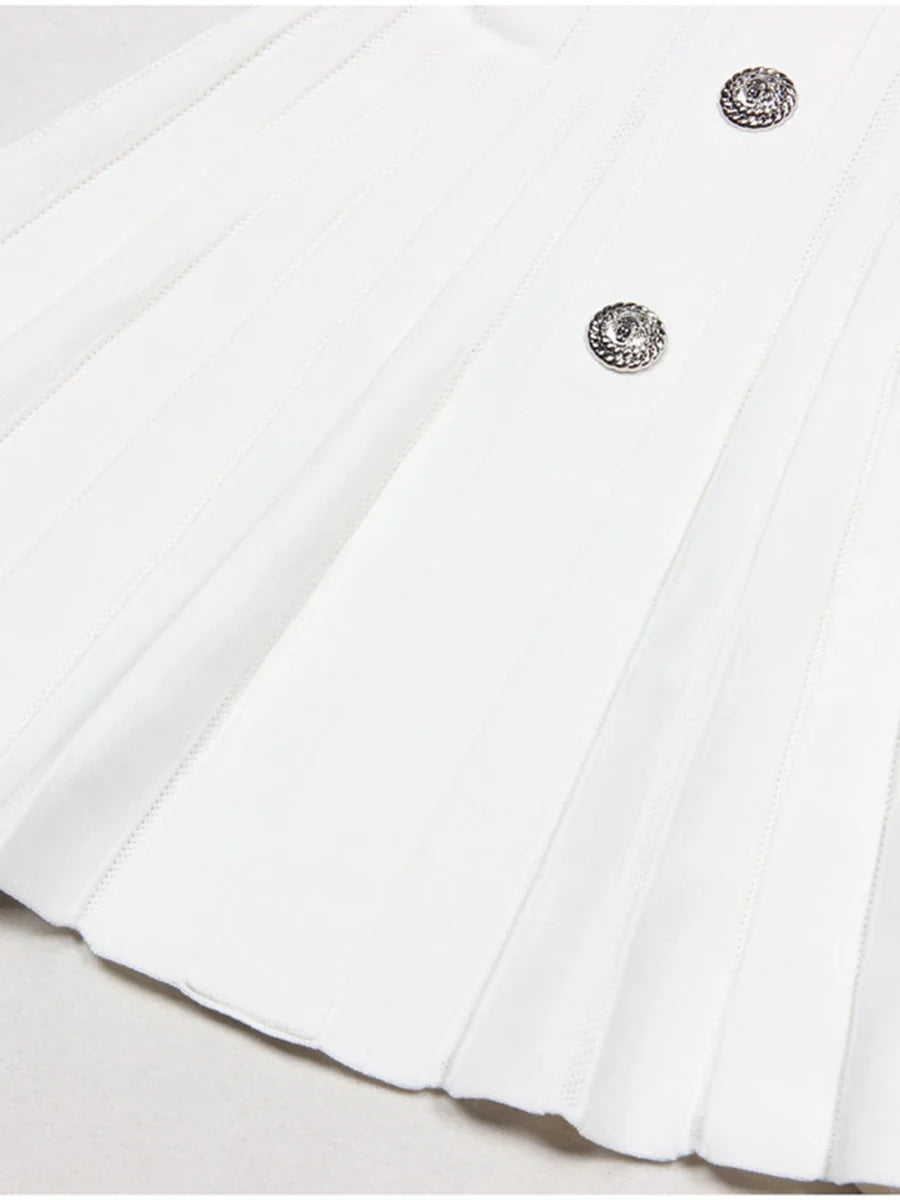 Short Sleeve Silver Button Mini Dress