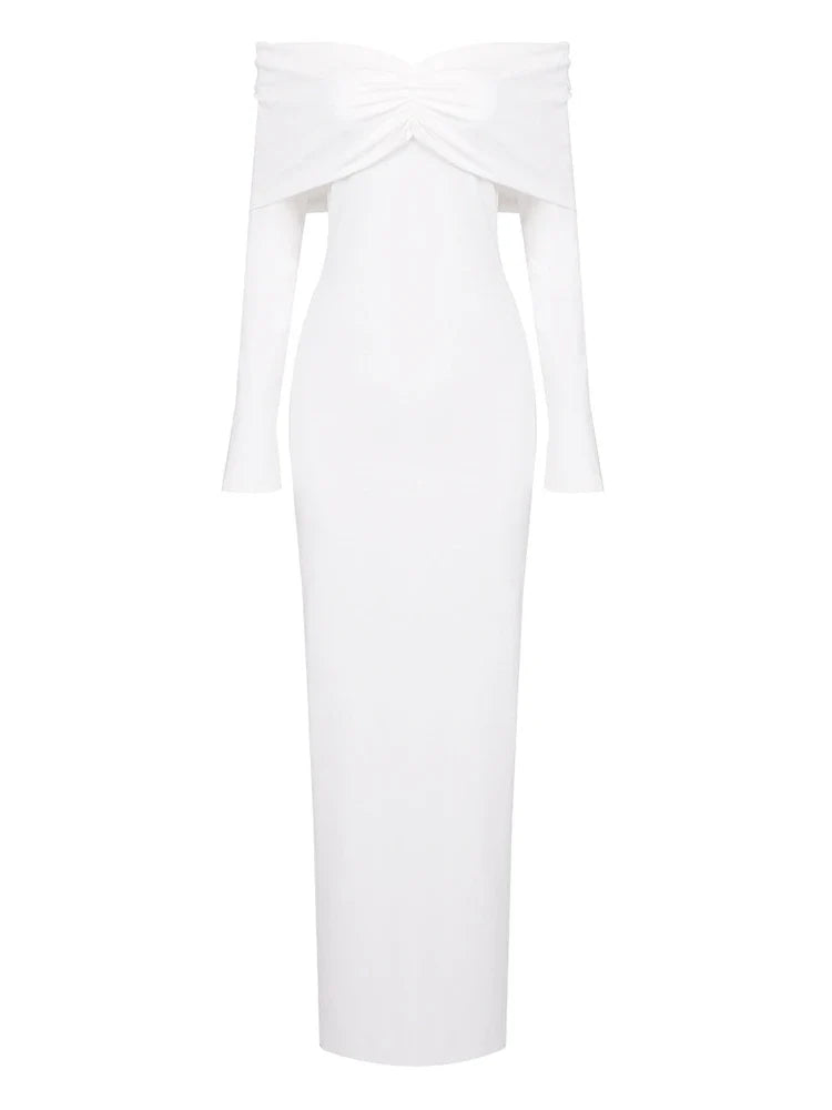 White dress with a bow detail on a white background