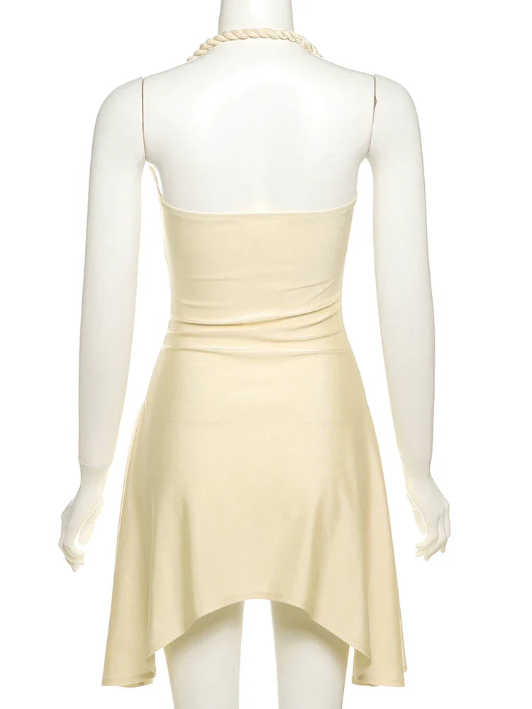 Seashell Halter Backless Mini Dress