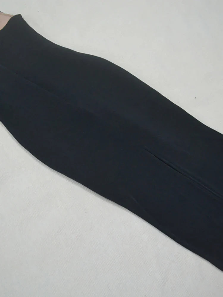 One Shoulder Mesh Bandage Dress | Black Bodycon Gown