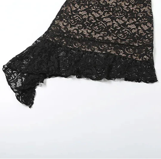 Black Lace Halter Mini Dress | Backless Night-Out Statement