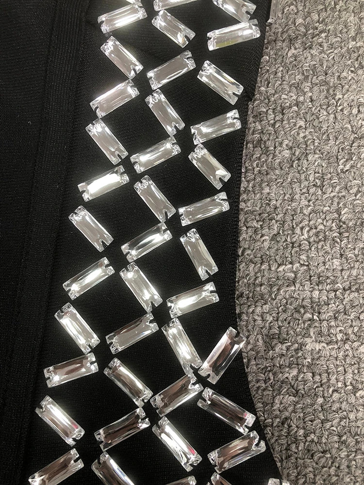 Black One-Shoulder Leopard Diamond Gown | Dramatic Train Detail