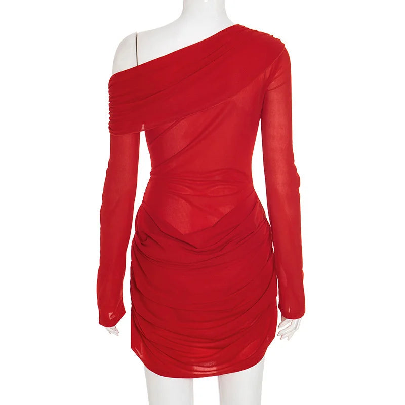 Red One-Shoulder Mini Dress | Chic Party Statement Look