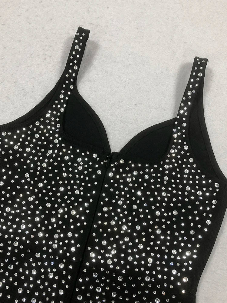 Black White 3D Flower Mini Dress | Spaghetti Strap Sheath Gown