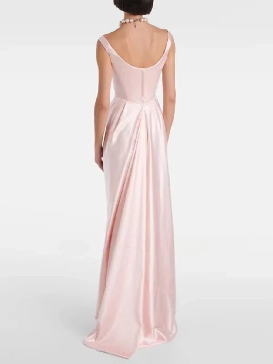 Formal Sleeveless A-Line Floor-Length Dress | Pink