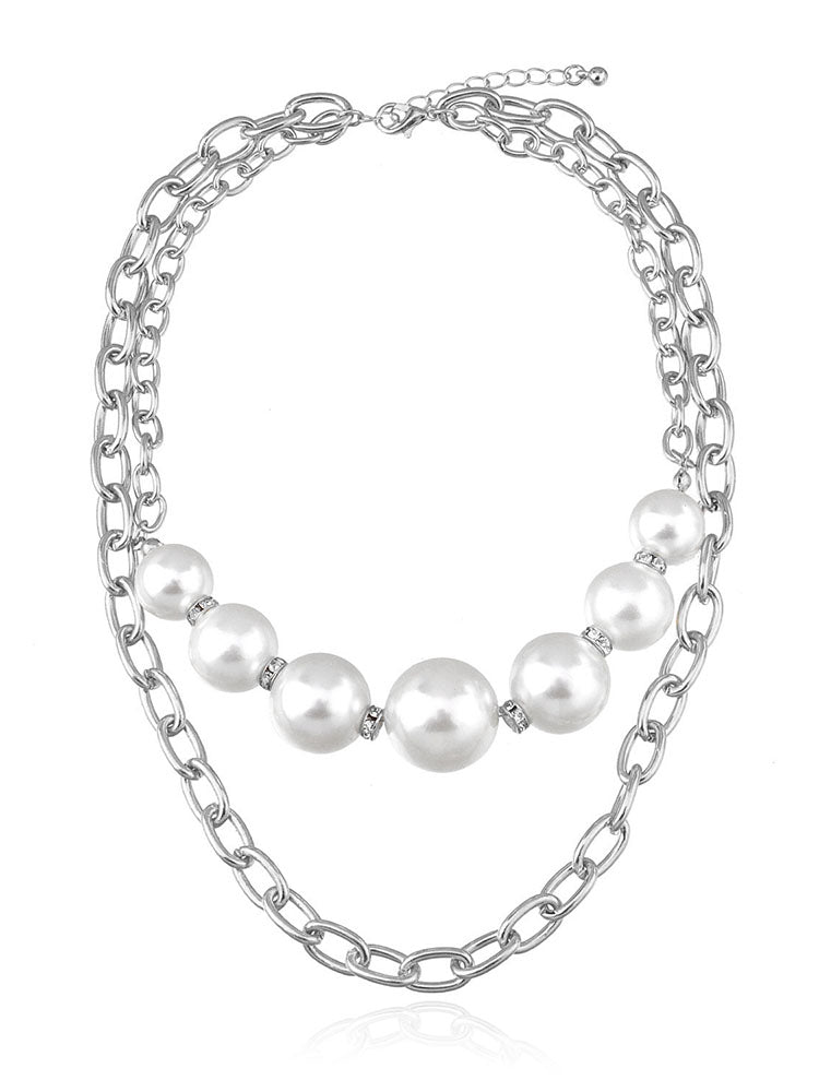 Minimalist Pearl Chain Patchwork Necklaces