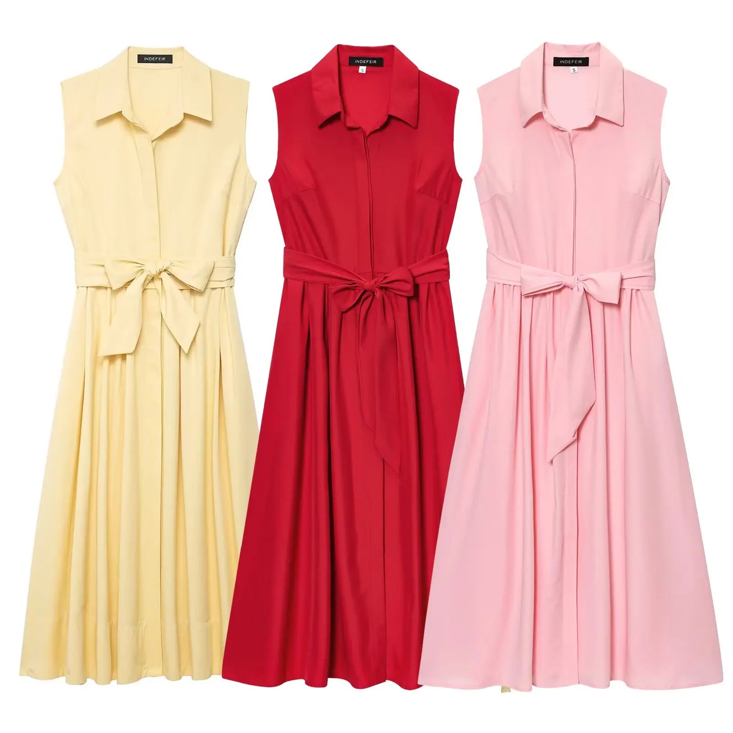 Button Up Collar Pockets Sleeveless Maxi Dress