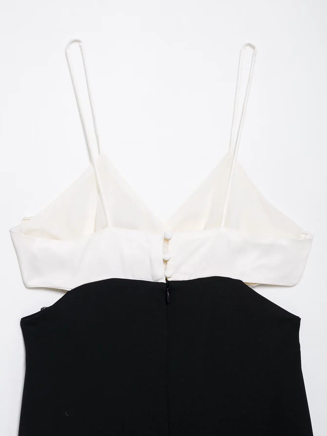 Sleeveless Black And White Patchwork Backless Maxi Dress