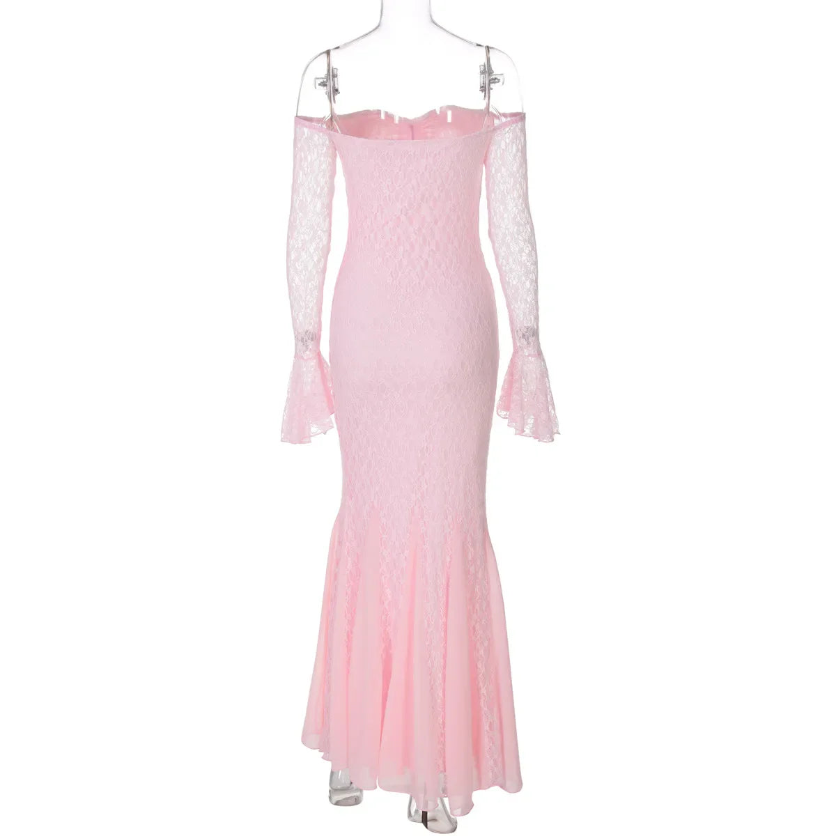 Slimming Spliced Ruffles Maxi Dress - Slash Neck Long Sleeve