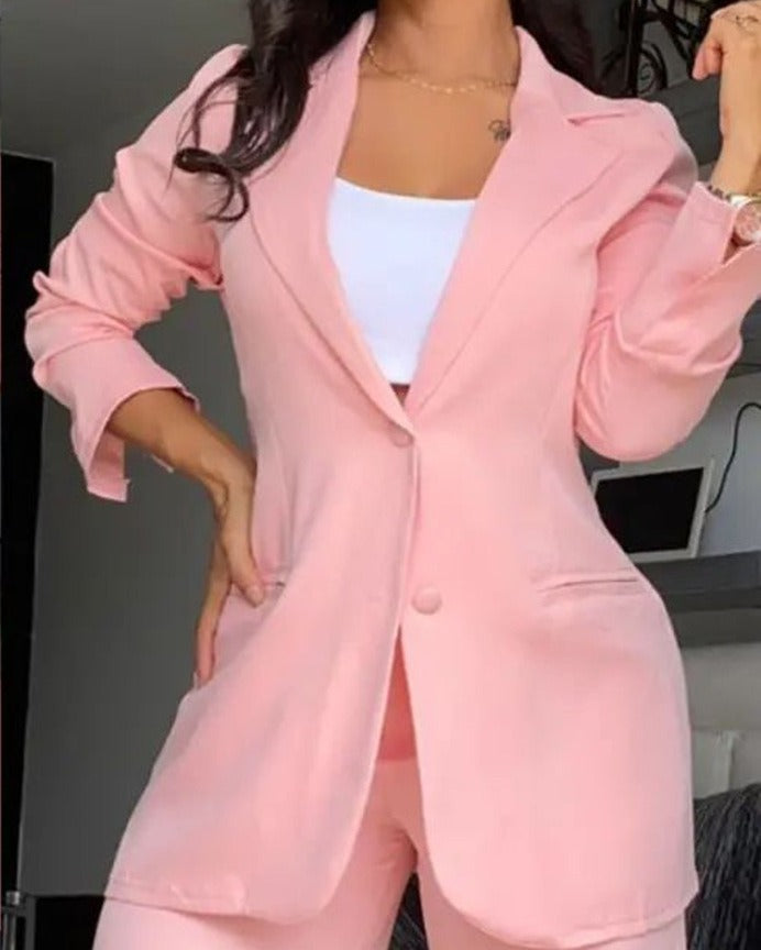 Three Piece Cardigan Crop Top Long Pants