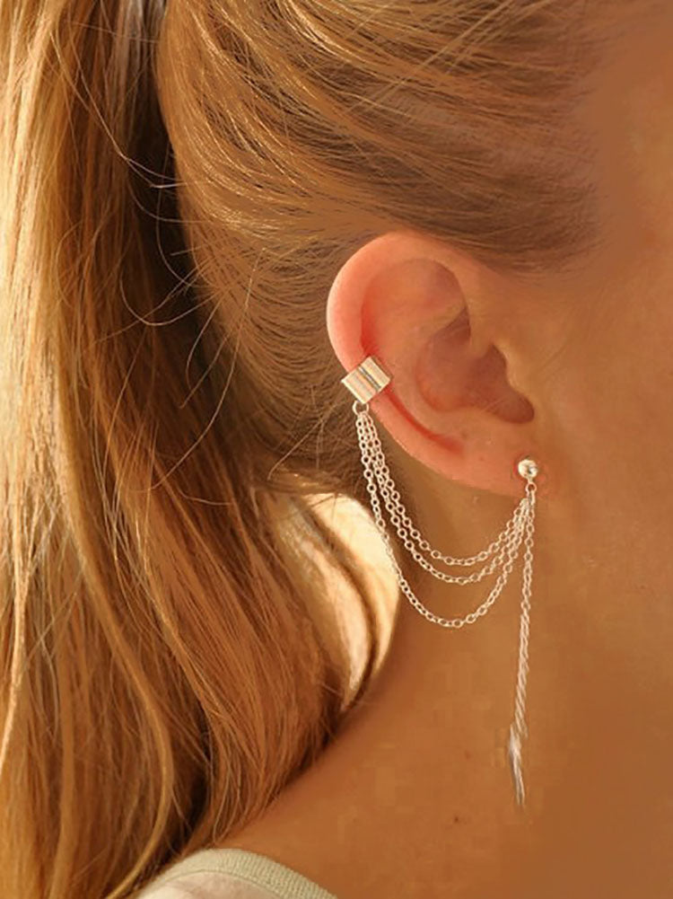Minimalist Leaf Pendant Chian Earrings