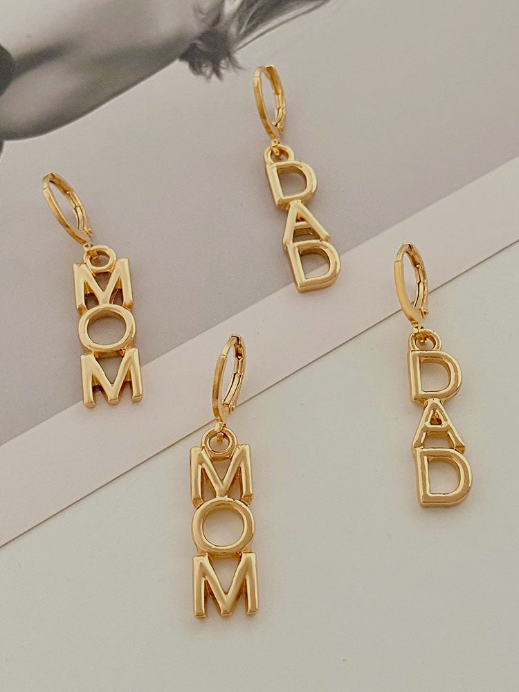 Minimalist Letter Mom Earrings