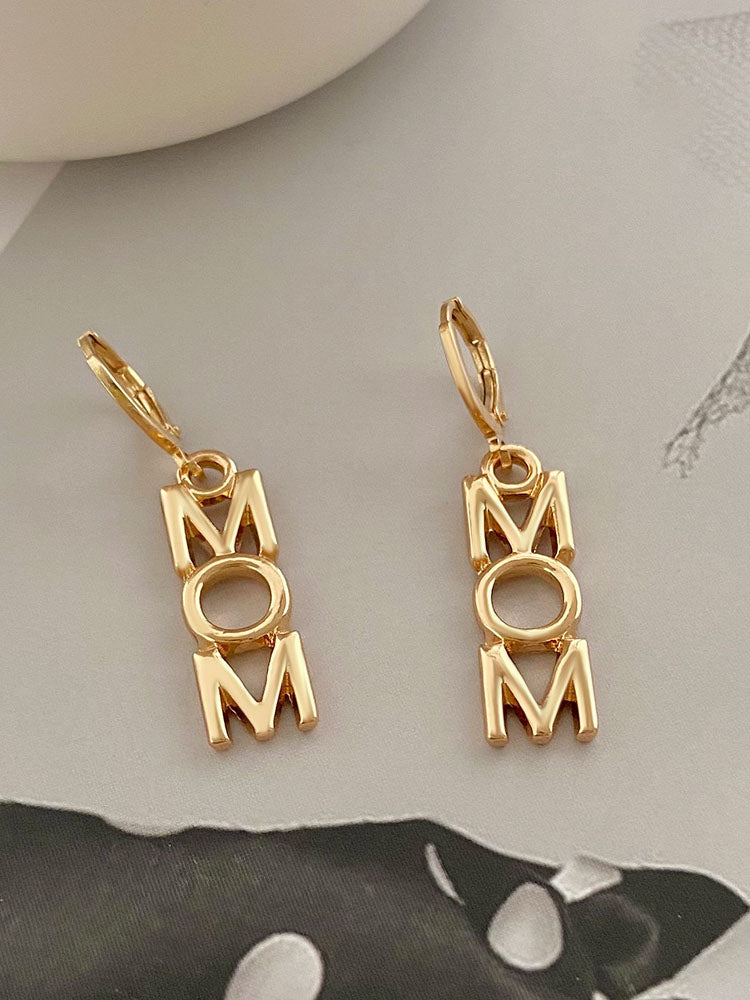Minimalist Letter Mom Earrings