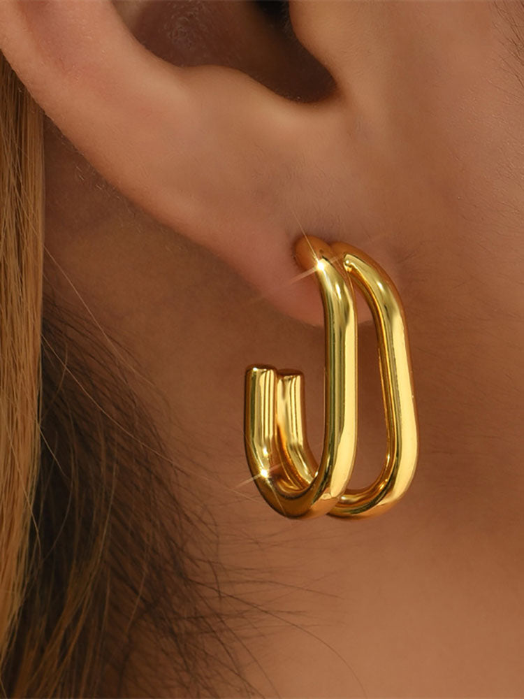 Minimalist Double Layer Geometric Earrings