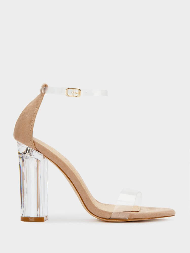 Round Toe High Block Chunky Open Toe Heels