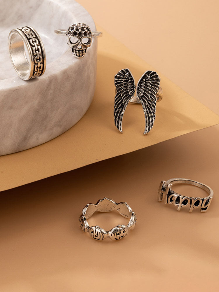 Halloween Five Piece Butterfly Rings