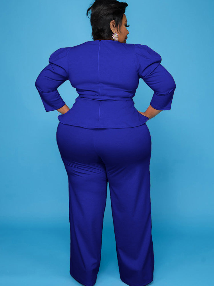 Plus Size Peplum Tops + Wide Leg Pants