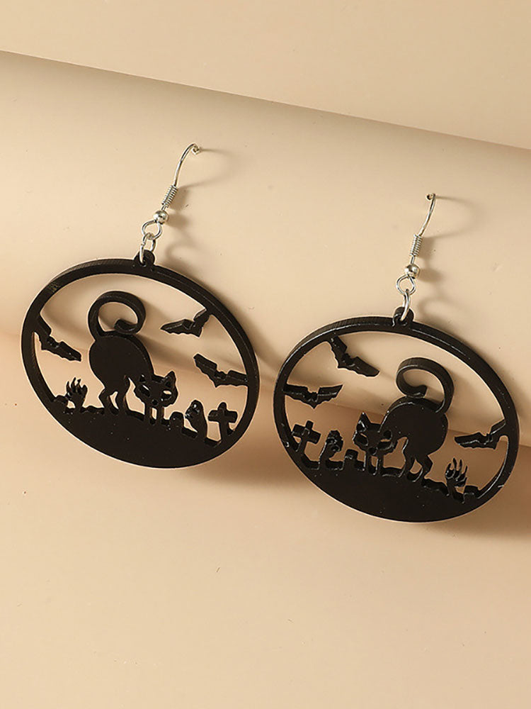 Halloween Hollow Out Dark Cat Earrings
