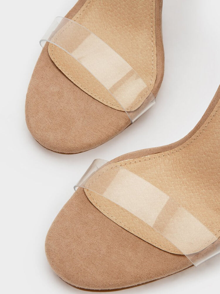 Round Toe High Block Chunky Open Toe Heels