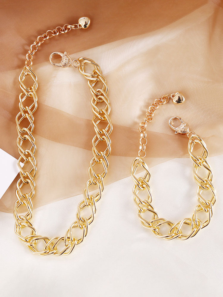 Minimalist Hollow Out Necklace Bracelet Sets
