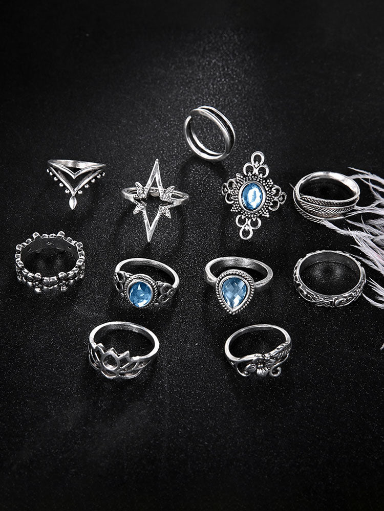 Eleven Piece European Imitation Gem Rings Sets