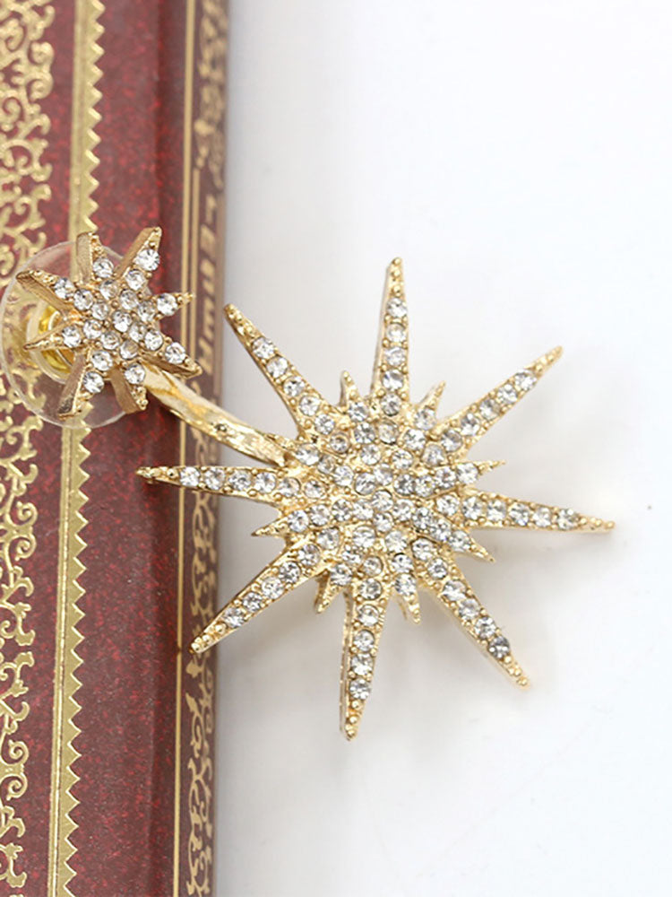 Glitter Rhinestone Snowflake Earrings