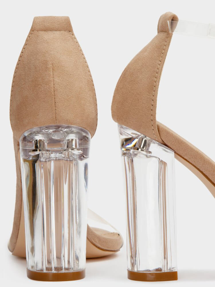 Round Toe High Block Chunky Open Toe Heels