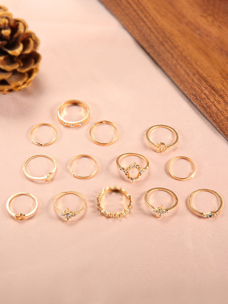 Eleven Piece Pearl Rhinestone Rings Sets