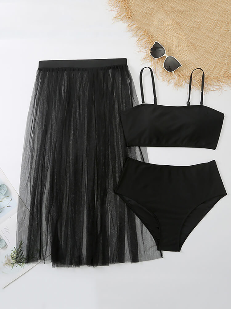 Three Piece Spaghetti Strap Swimsuit Set