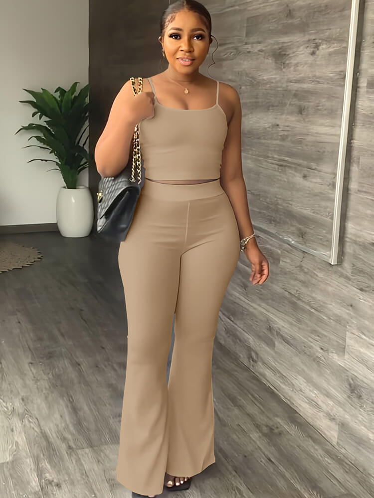 Two Piece Spaghetti Strap Tank Top & FlAre Pants
