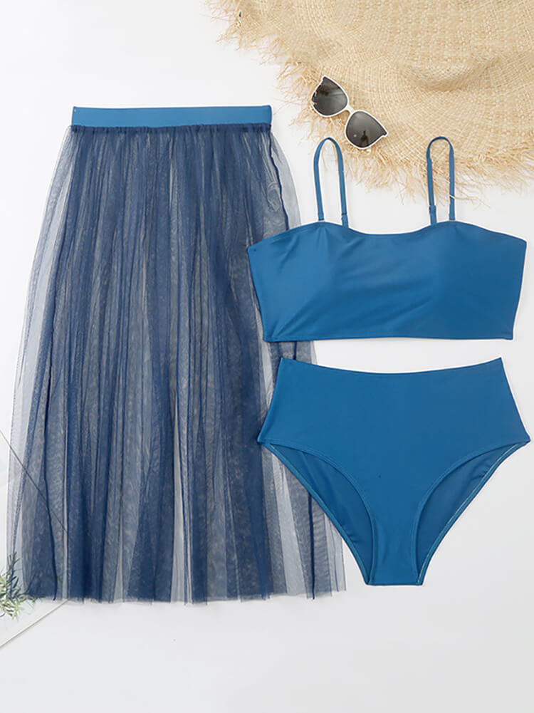 Three Piece Spaghetti Strap Swimsuit Set