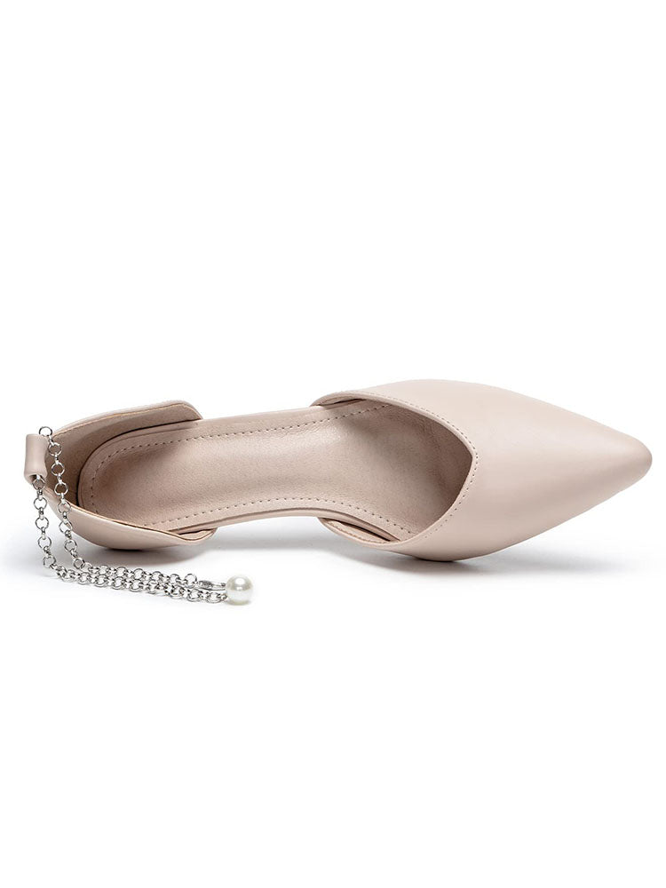 Knit Chain Pointed Toe Low Heels