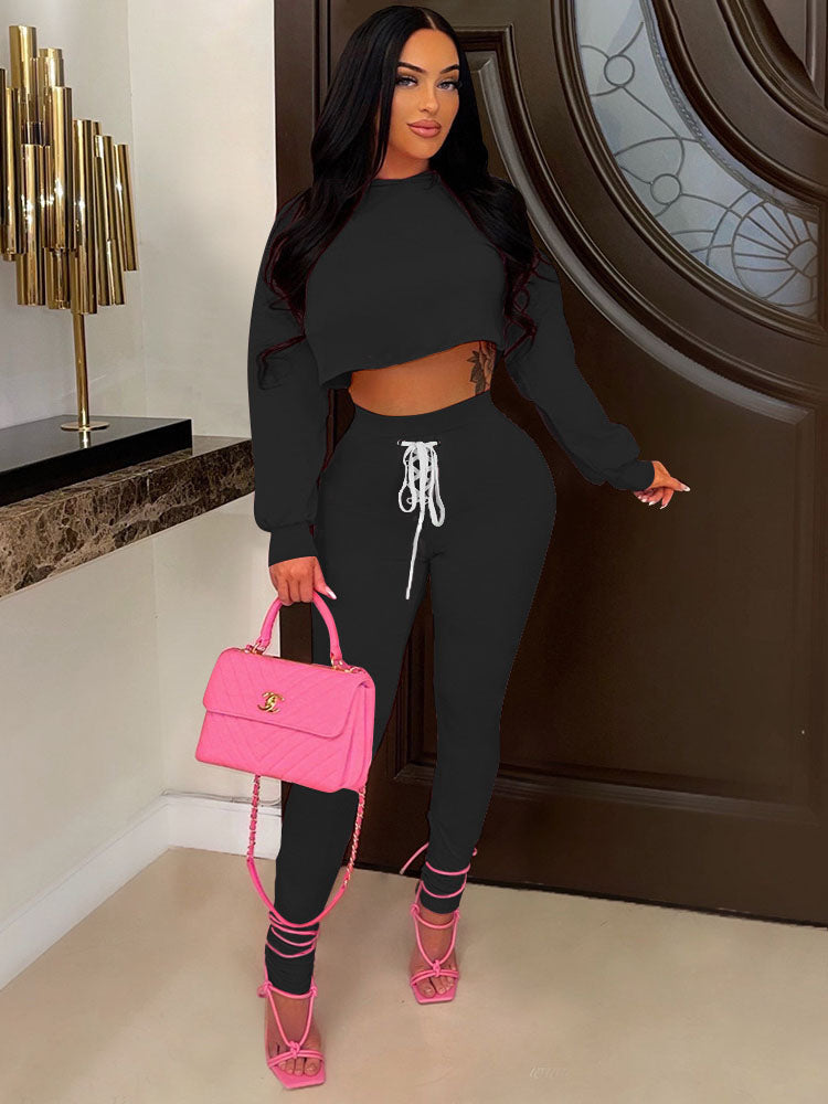 Two Piece Crop Tops & Drawstring Pants