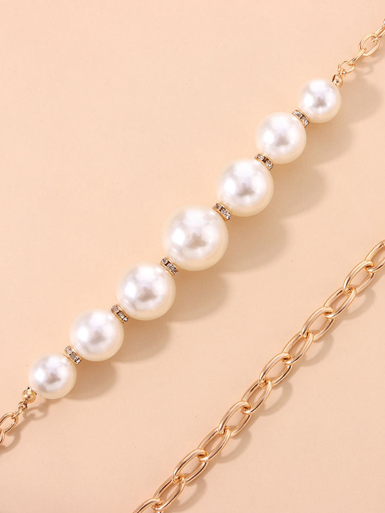 Minimalist Pearl Chain Patchwork Necklaces