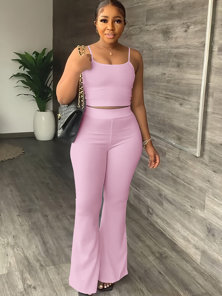 Two Piece Spaghetti Strap Tank Top & FlAre Pants