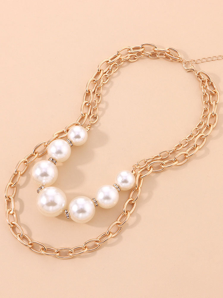 Minimalist Pearl Chain Patchwork Necklaces