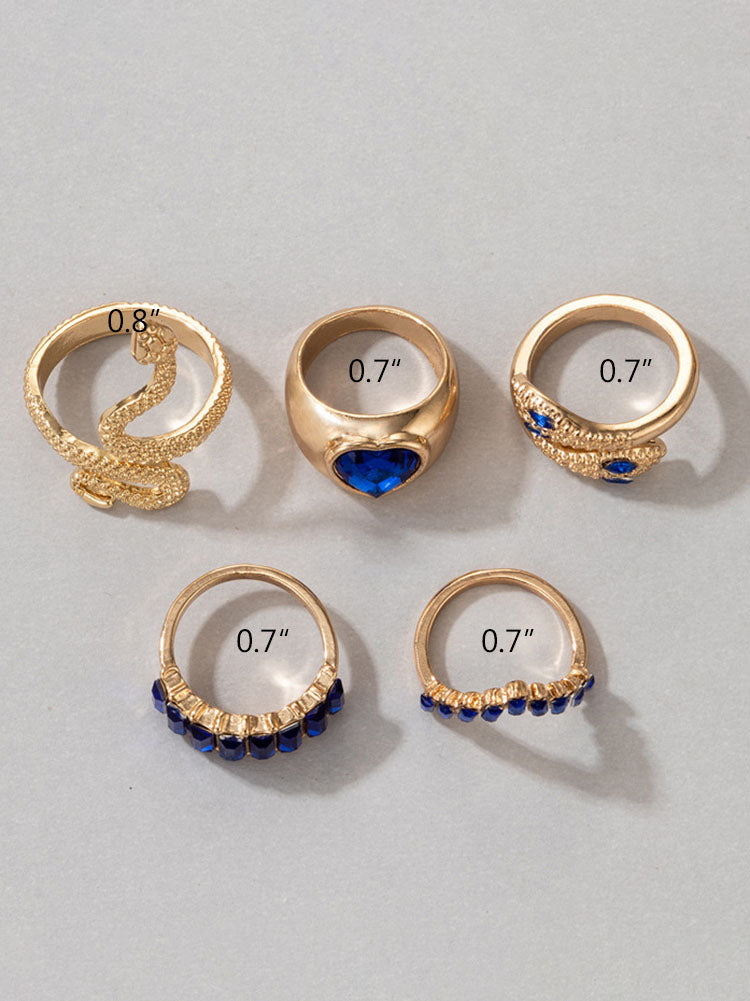 Serpent Imitation Emeralds and Diamonds Ring Sets