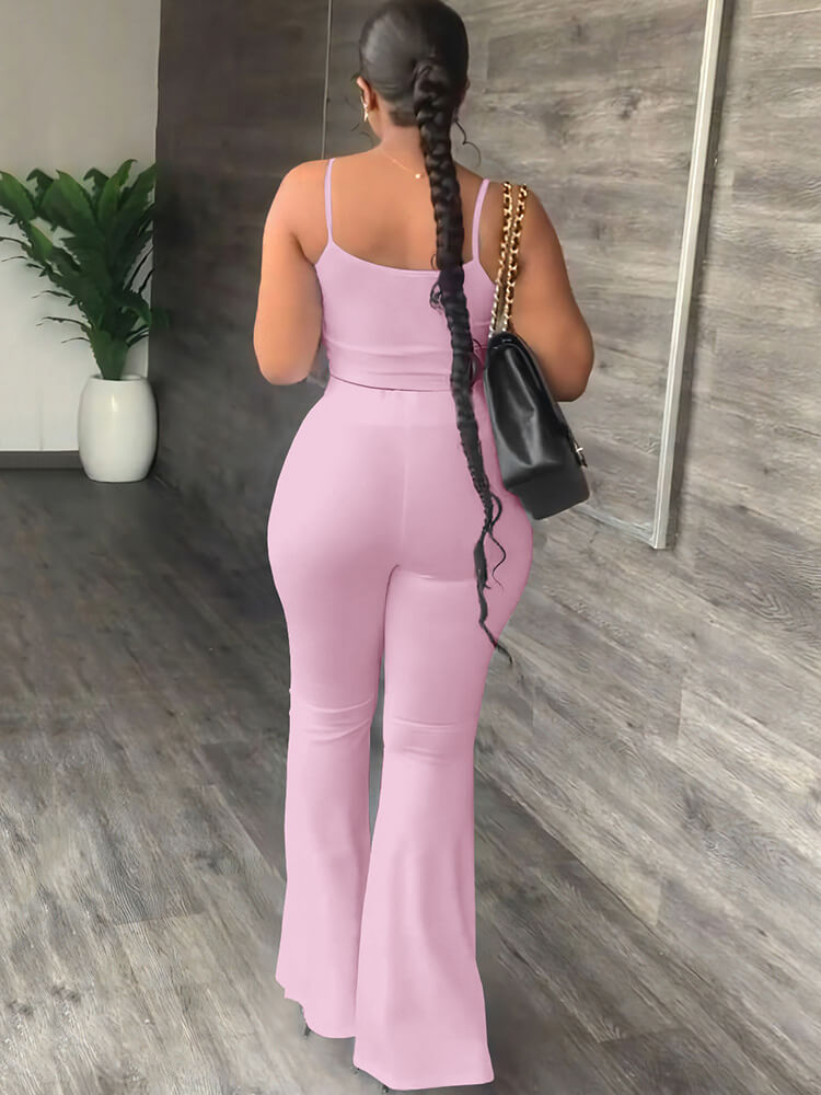 Two Piece Spaghetti Strap Tank Top & FlAre Pants