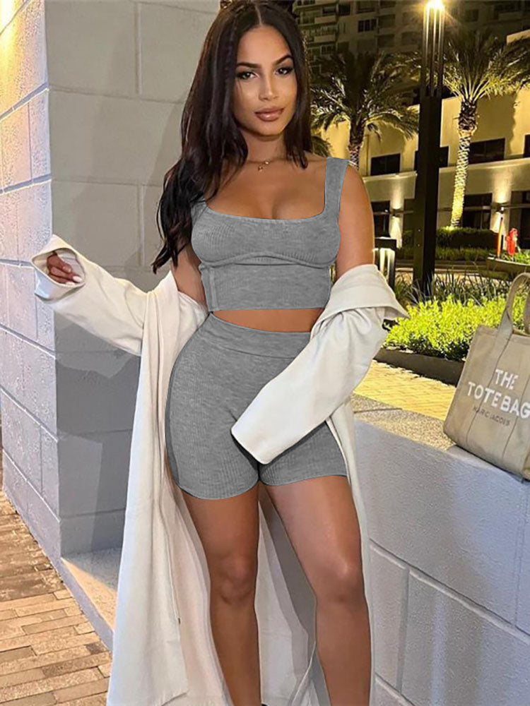 Two Piece Tank Top Shorts Outfits